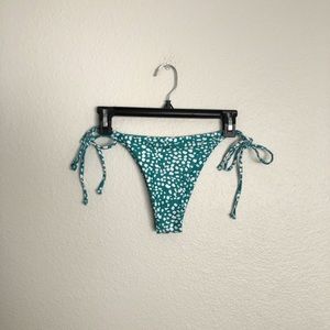 Blue/green white spotted side tie cheeky bikini bottoms